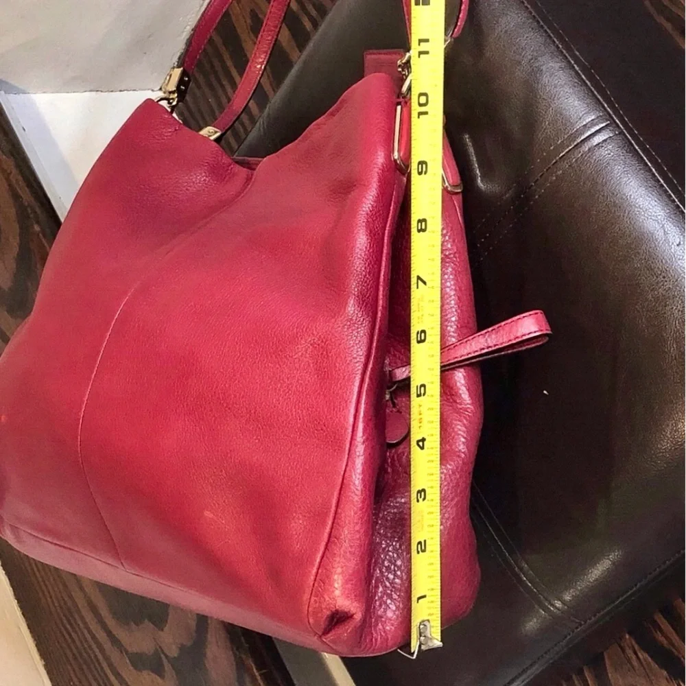 COACH Madison Phoebe Tumbled Red Leather Copper Lining 3 Section Shoulder Bag